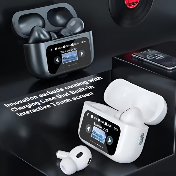 White A9 Pro ANC EarBuds with Screen | Bluetooth 5.4