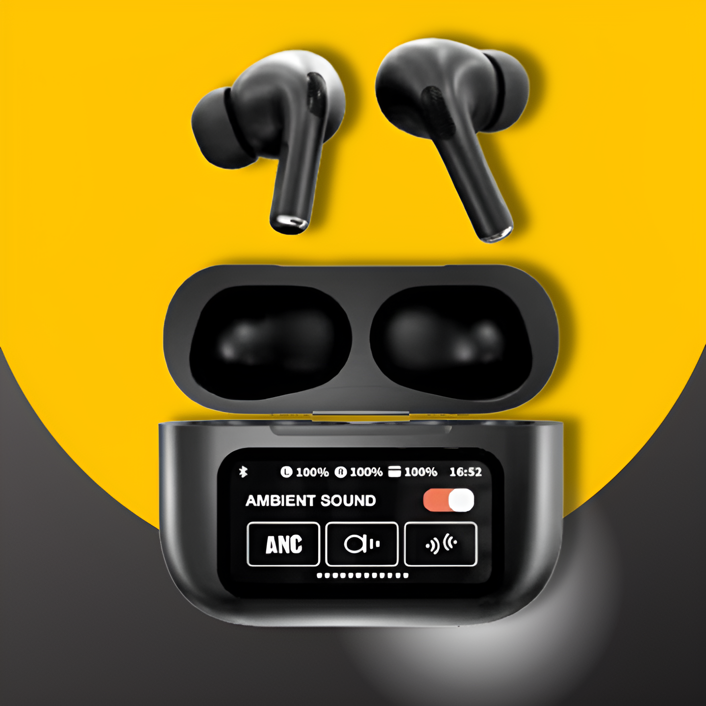Black A9 Pro ANC EarBuds with Screen | Bluetooth 5.4