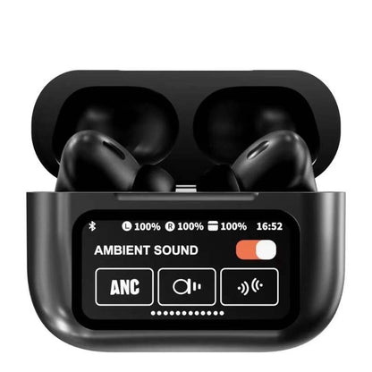 Black A9 Pro ANC EarBuds with Screen | Bluetooth 5.4