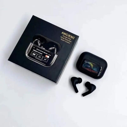 Black A9 Pro ANC EarBuds with Screen | Bluetooth 5.4