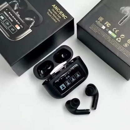 Black A9 Pro ANC EarBuds with Screen | Bluetooth 5.4