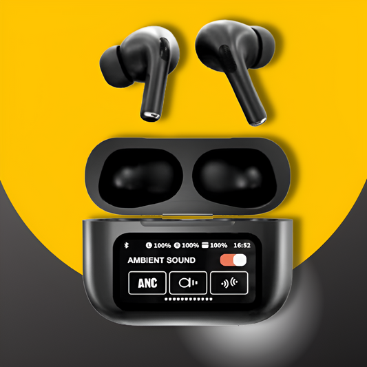 Black A9 Pro ANC EarBuds with Screen | Bluetooth 5.4